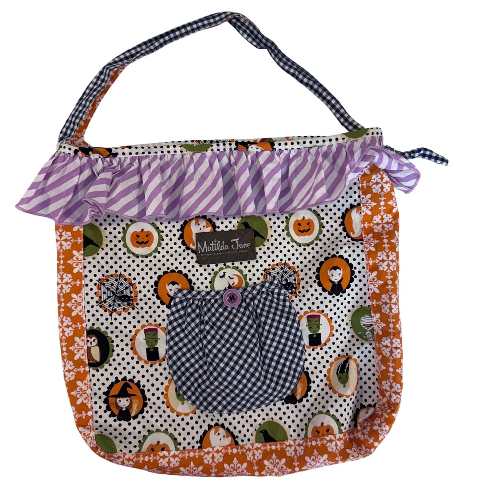 Matilda Jane Gils Halloween Trick Or Treat Bag Purse Tote Pumpkins Party Cotton